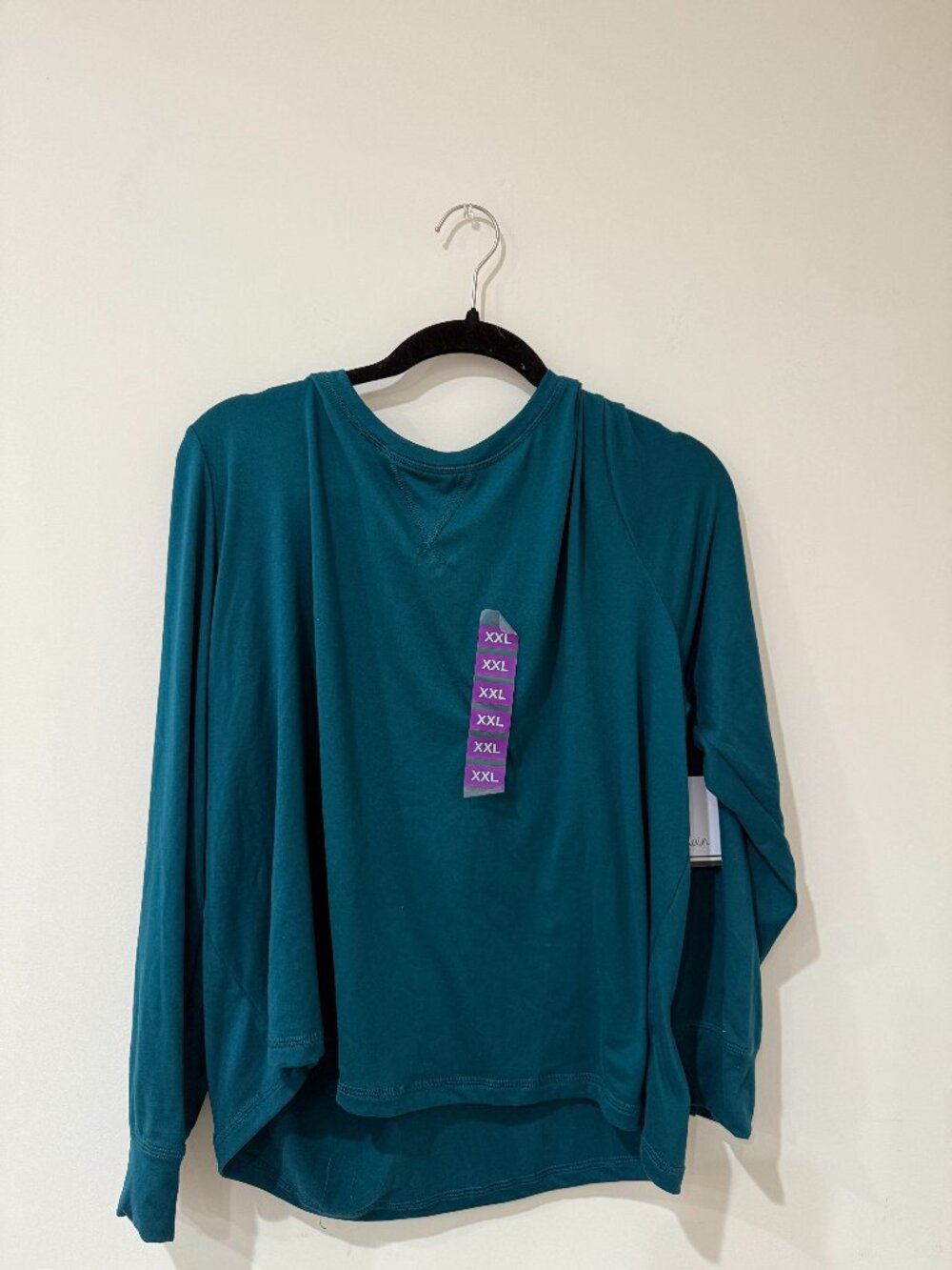 Roudelain Women's Cozy Luxe Long-Sleeve Crewneck Pajama Top - Teal Eden NWT.